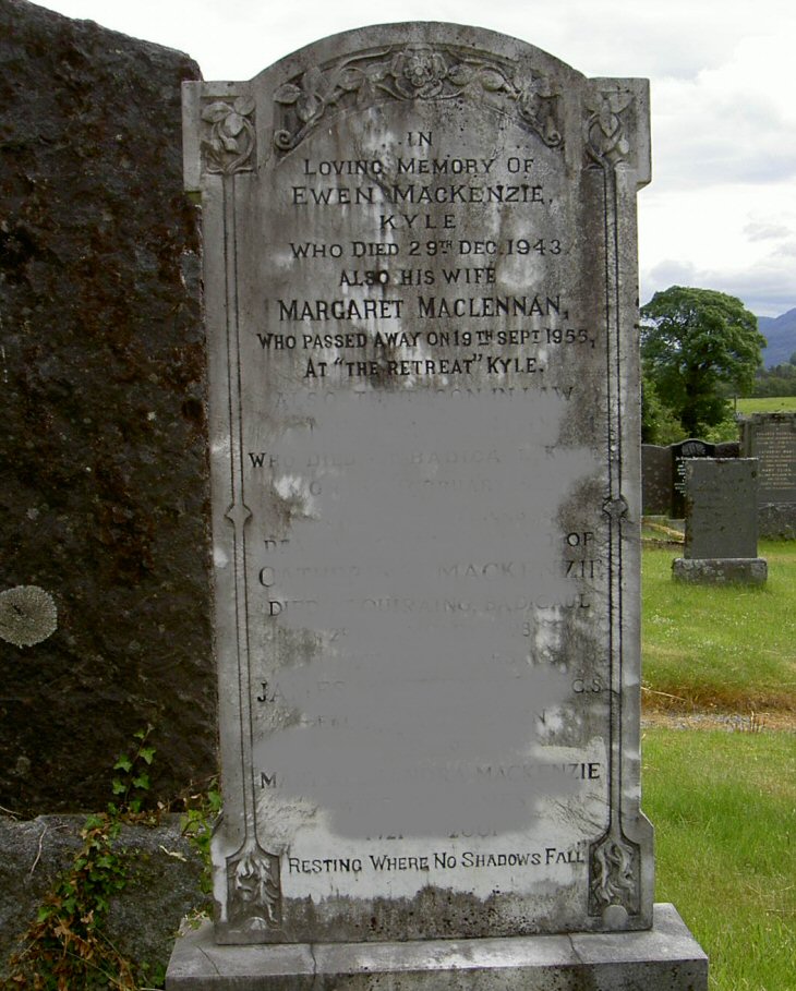 Photo of headstones/Margaret MacLennan d1955 hdstn KirktonLA